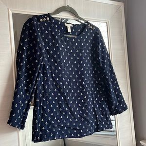 100% Silk Navy Top by J.Crew